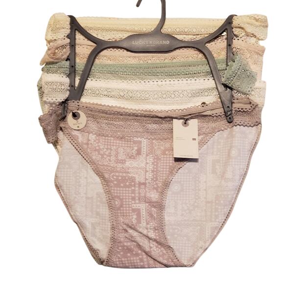 Lucky Brand Other - NEW Lucky Brand 5 pk multi color/pattern lace waisted bikinis L‎